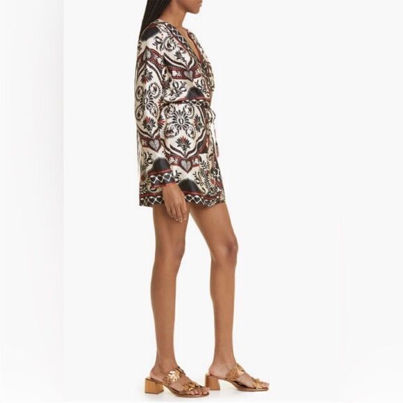 FARM RIO ‘Passion Scarf’ Black MINI WRAP DRESS - Picture 3 of 10